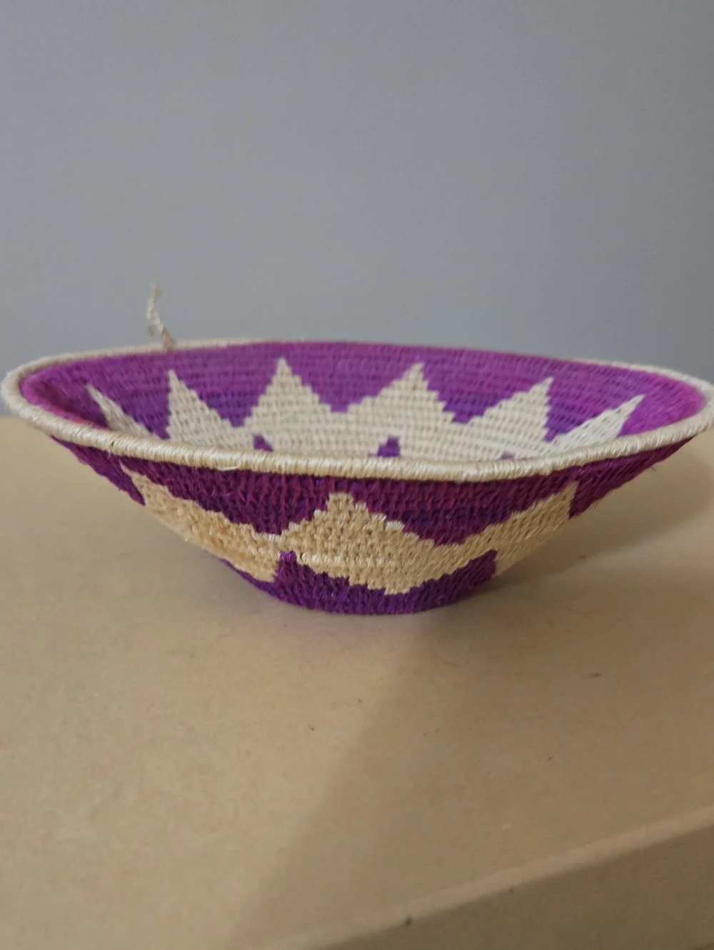 Handwoven African Purple and Natural Decorative Woven Bowl Set of 2